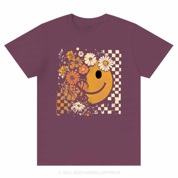 Floral Fall Smiley Face T-Shirts Beepumpkin 