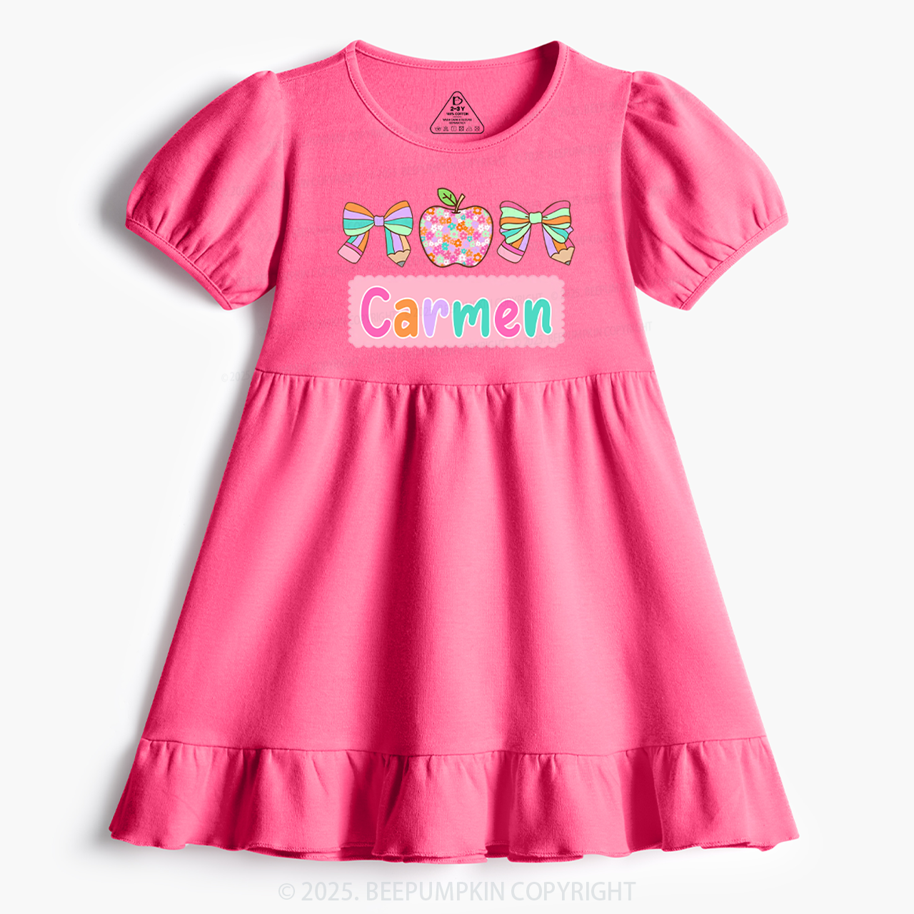 Personalized Floral School Days Toddler&Kid's Ruffle Dress Beepumpkin