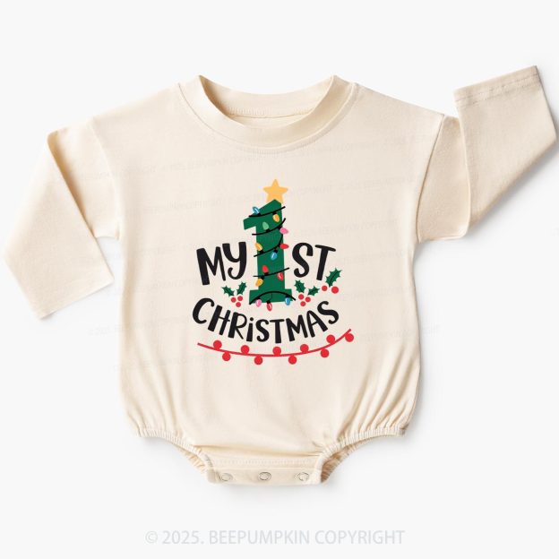 Holly Jolly 1st Christmas Baby Bubble Romper Beepumpkin