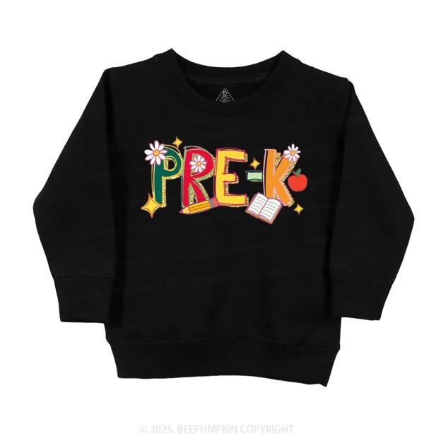 Personalized Girly Floral Kindergarten Neon School Kid's Sweatshirt