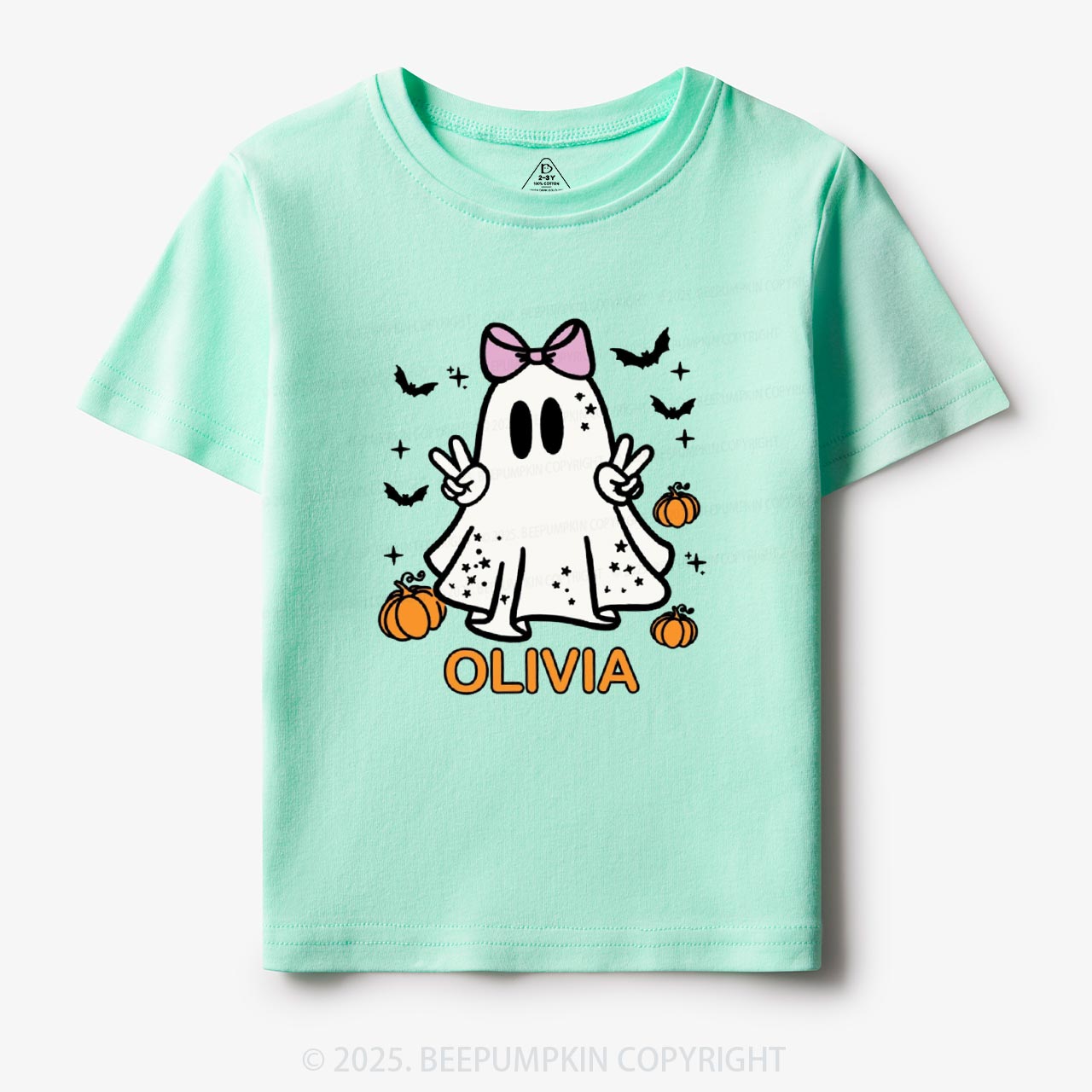Personalized Halloween Girl Ghost Toddler&Kid's Tees Beepumpkin
