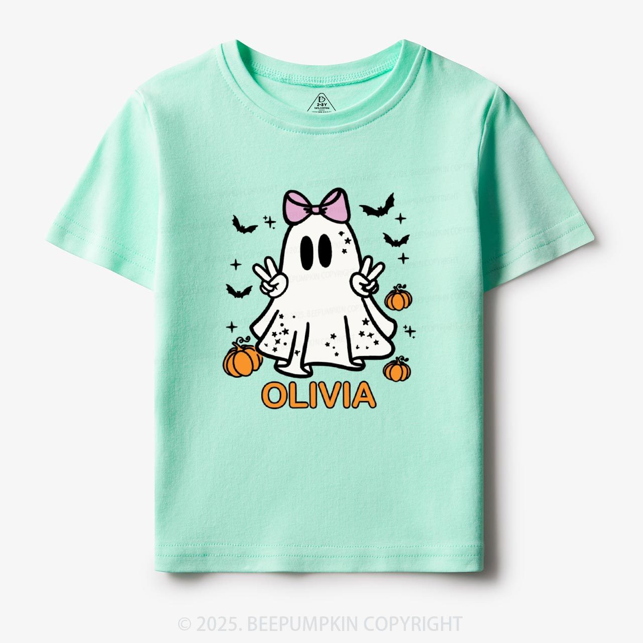Personalized Halloween Girl Ghost Toddler&Kid's Tees Beepumpkin