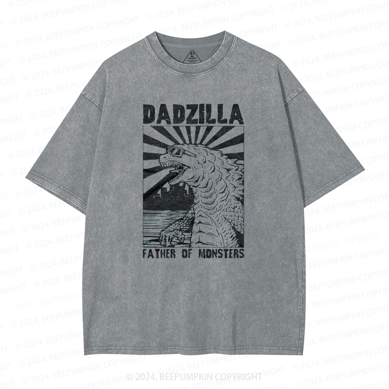 Dadzilla Father Of Monster Dad Washed T-Shirts 