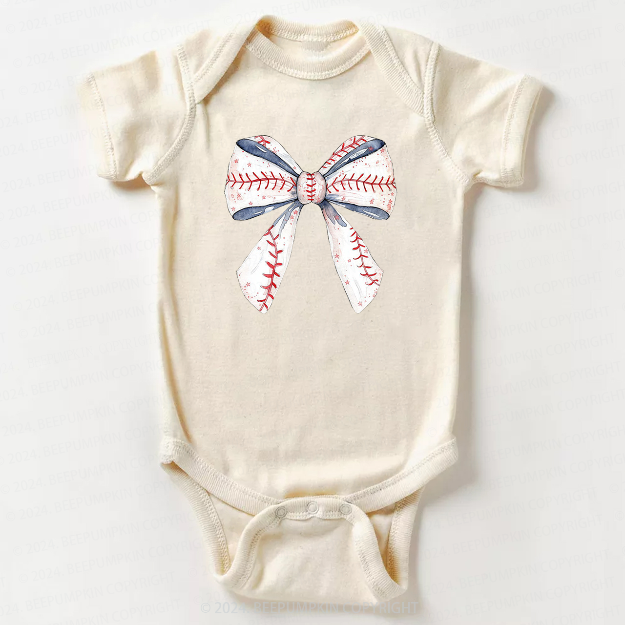 Cute Giant Baseball Ribbon Bodysuit For Baby 
