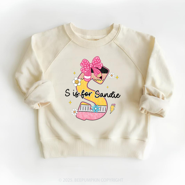 Personalized Pencil Bow Name Kid's Sweatshirt