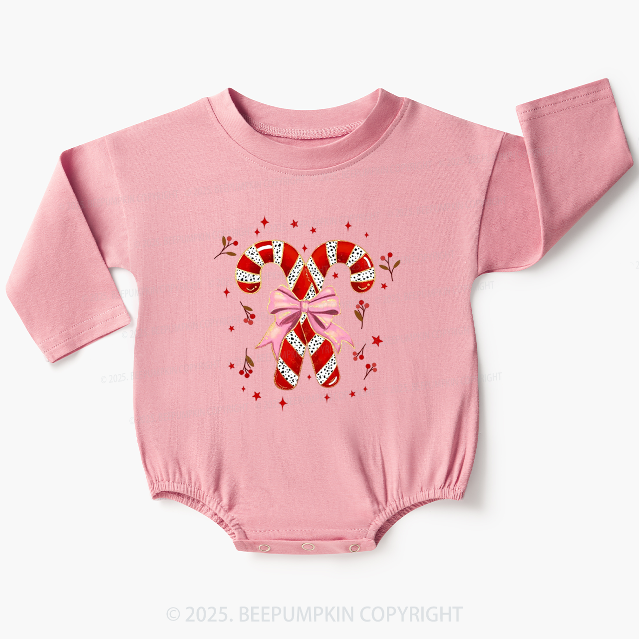 Christmas Candy Cane Baby Bubble Romper Beepumpkin