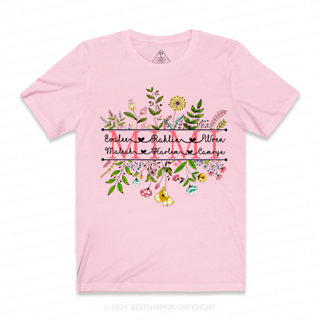 Personalized Wildflower Mimi and Grandson Floral Shirt