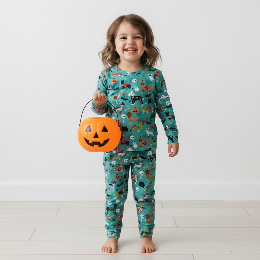 Puppies Halloween Party Two-Piece Pajama Set For Kids