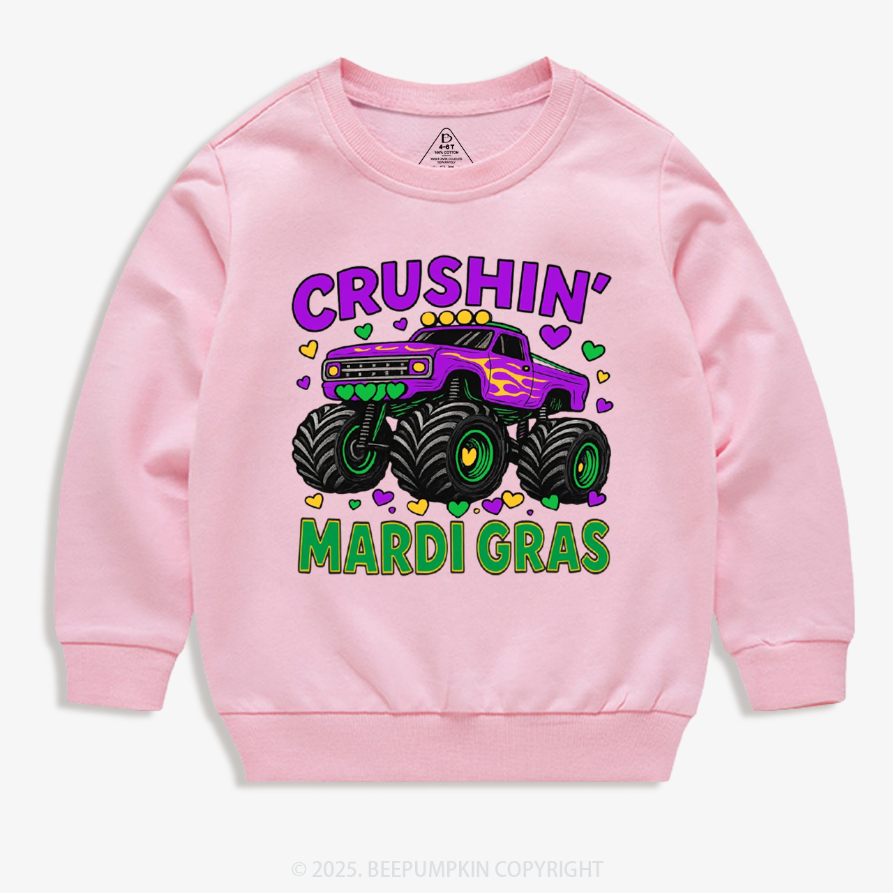 Crushin' Mardi Gras Monster Truck Kid's Sweatshirt