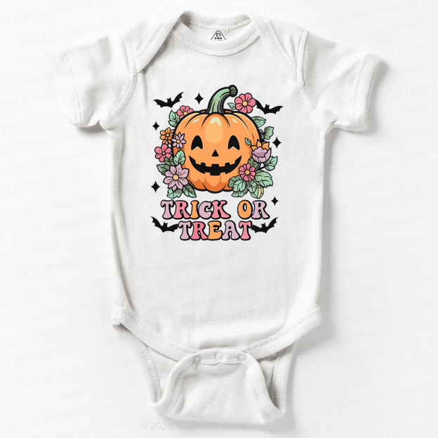 Hippie Ghost Halloween Trick Or Treat Pumpkin Bodysuit For Baby
