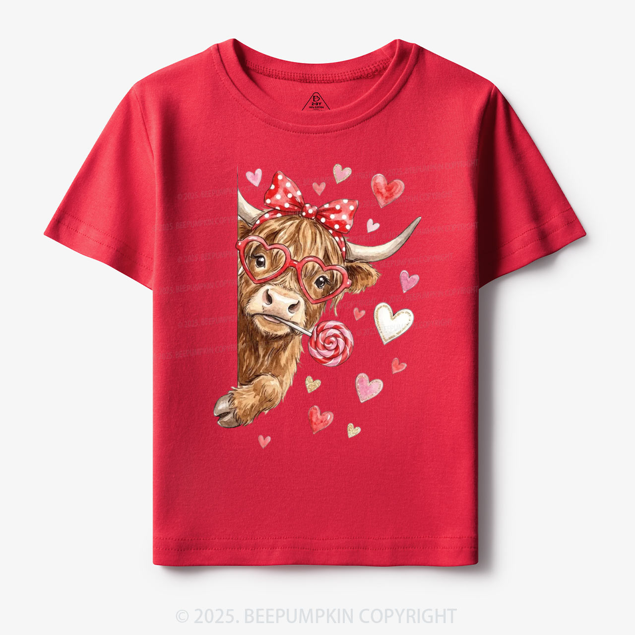 Valentine Highland Cow Toddler&Kid's Tees Beepumpkin