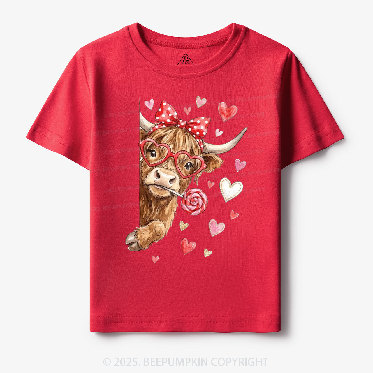 Valentine Highland Cow Toddler&Kid's Tees Beepumpkin