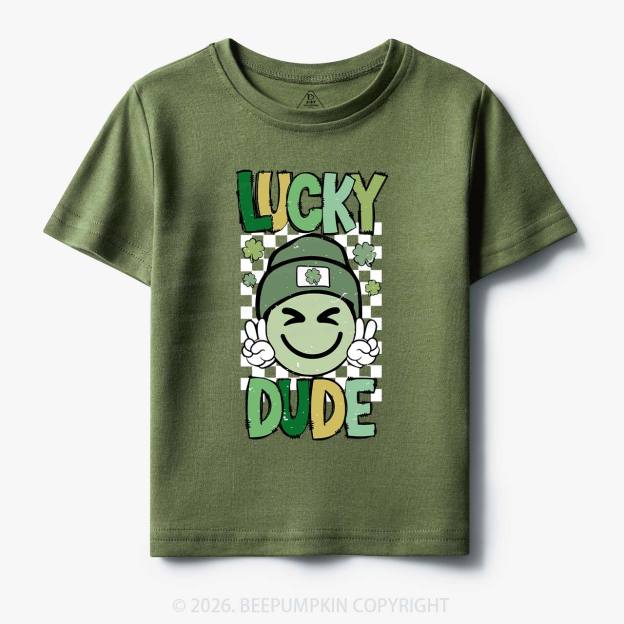 Retro Lucky Dude St.Patricks Day-Toddler&Kids Tees