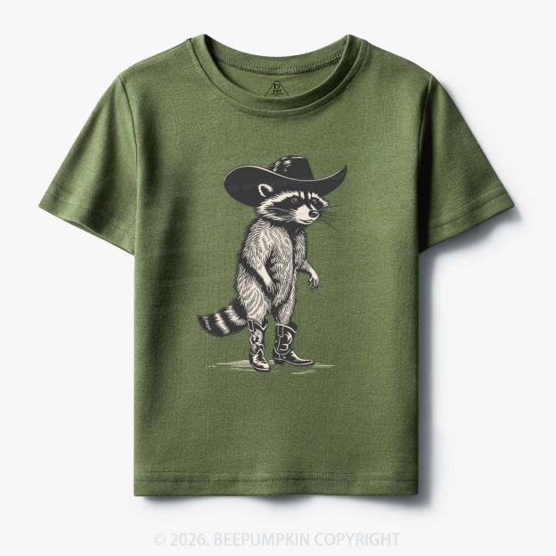 Funny Western Raccoon Cowboy Toddler&Kid's Tees