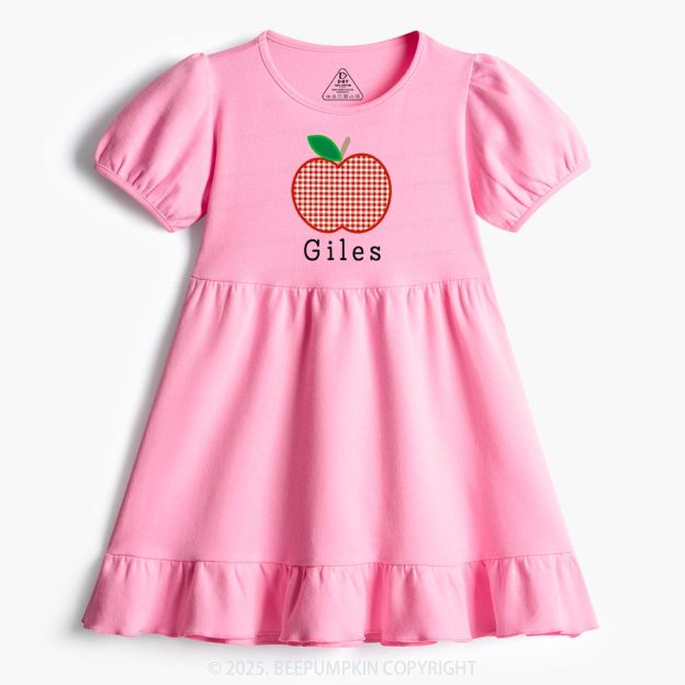 Personalized Happy School Vibes Toddler&Kid's Ruffle Dress Beepumpkin 