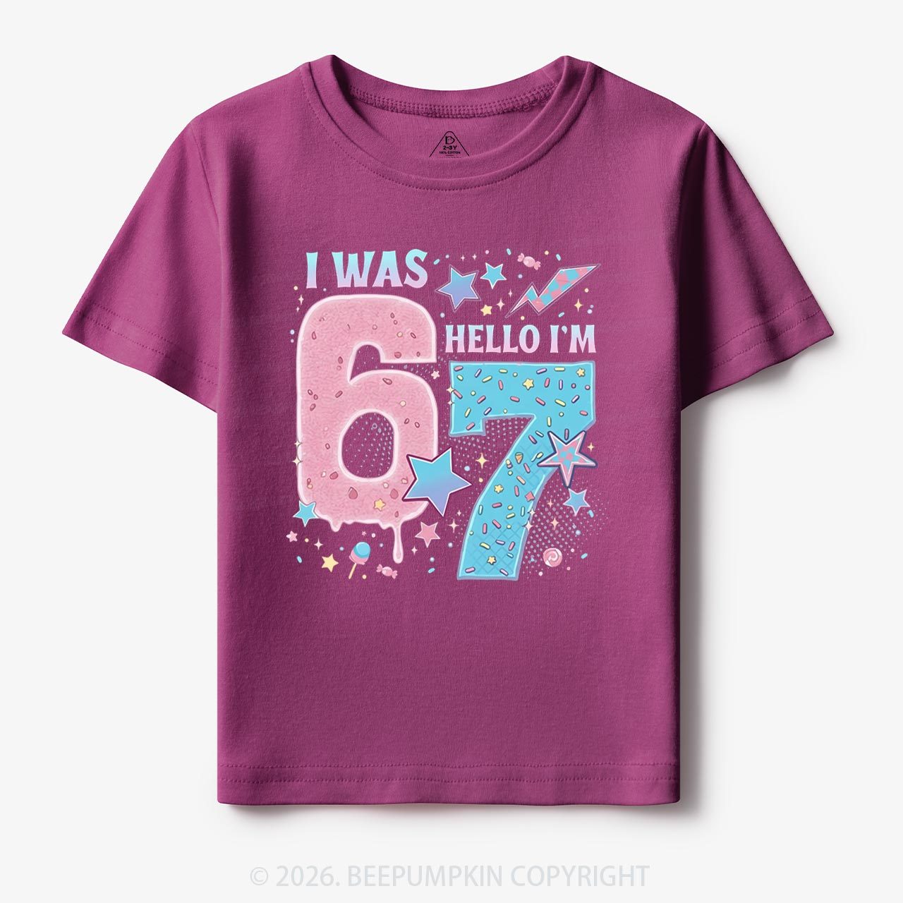 I Was 6 Now I’m 7 Birthday Toddler&Kid's Tees