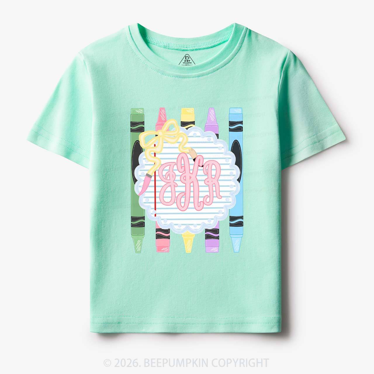 Personalized Monogram Name Pink Preppy Toddler&Kid's Tees