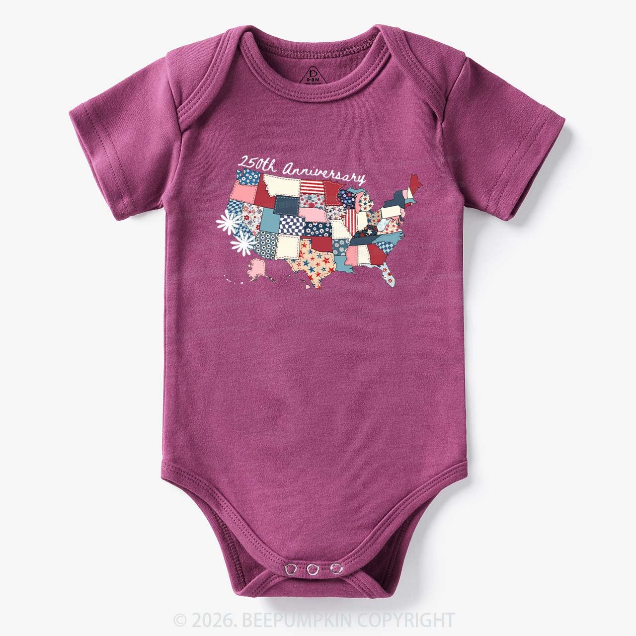 US 250 Years Patriotic Patchwork Bodysuit