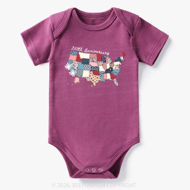 US 250 Years Patriotic Patchwork Bodysuit
