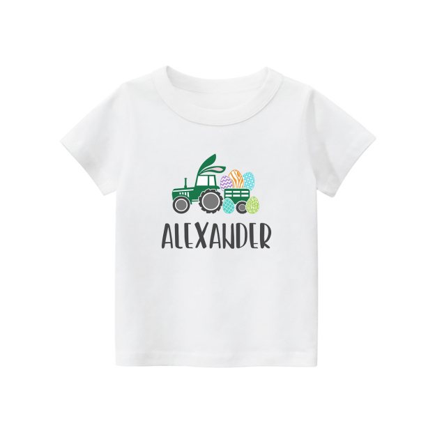 Personalized Easter Custom Name Tractor Kids Shirt
