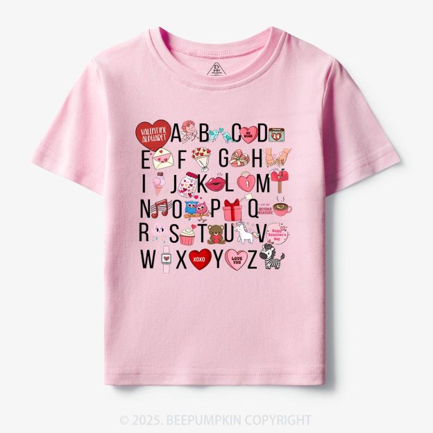 Valentine Alphabet Toddler&Kid's Tees Beepumpkin