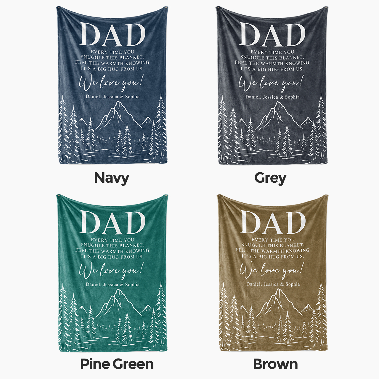 Personalized Blanket To Dad, With Love-Mountain Edition