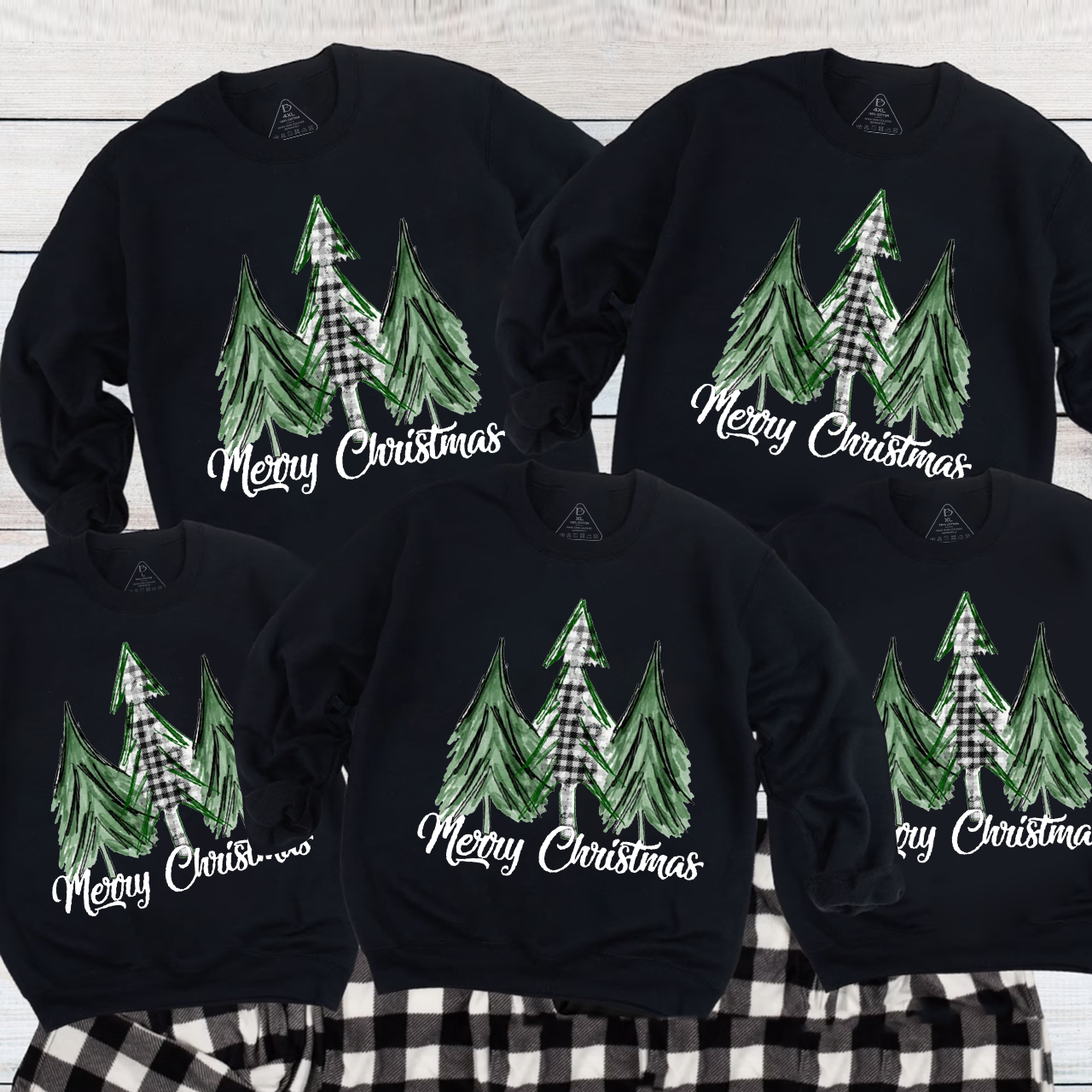Merry Christmas Green Tree Family Christmas Sweatshirt