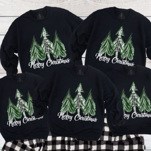 Image of Merry Christmas Green Tree Family Christmas Sweatshirt