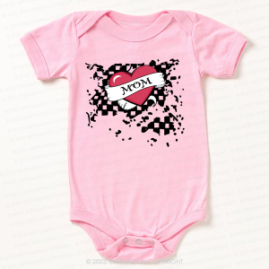 Image of Mom Heart Trucker Bodysuit For Baby Valentines Day