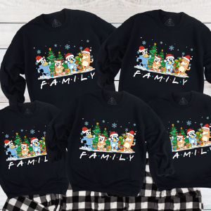 Image of Snowflake Cartoon Dog Christmas Party Family Sweatshirt Beepumpkin