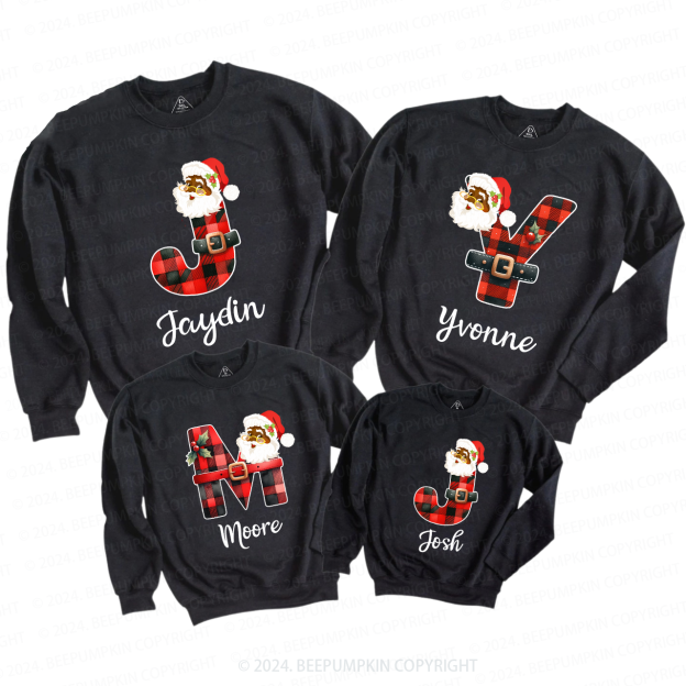 Personalized Santa Plaid Letter Christmas Matching Sweatshirt Beepumpkin