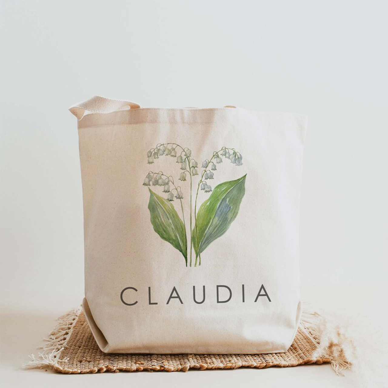 Personalized Birth Month Flower Tote Bag