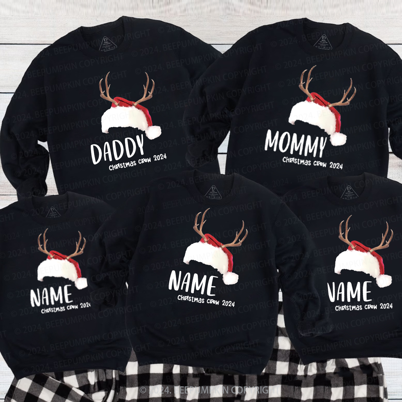 Personalized Reindeer Christmas Crew 2024 Family Sweatshirts