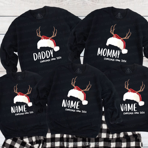 Personalized Reindeer Christmas Crew 2024 Family Sweatshirts