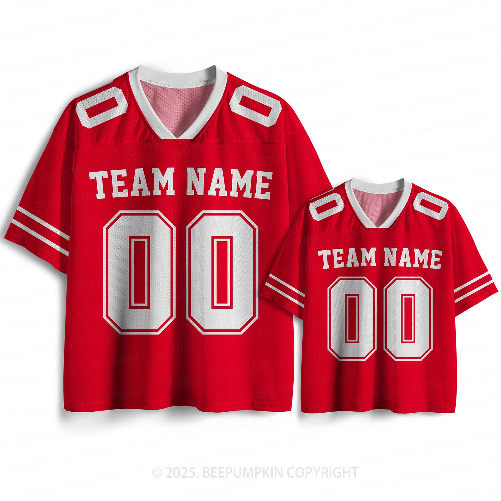 Personalized Team Name & Number Red Family Matching Sport Jersey Beepumpkin