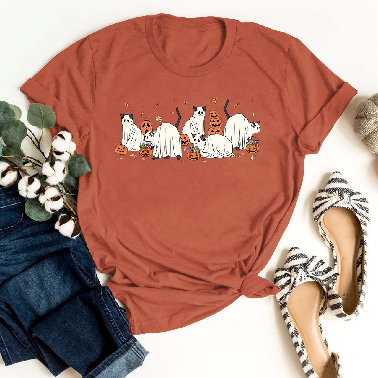 Halloween Spooky Season Ghost Cats T-shirt