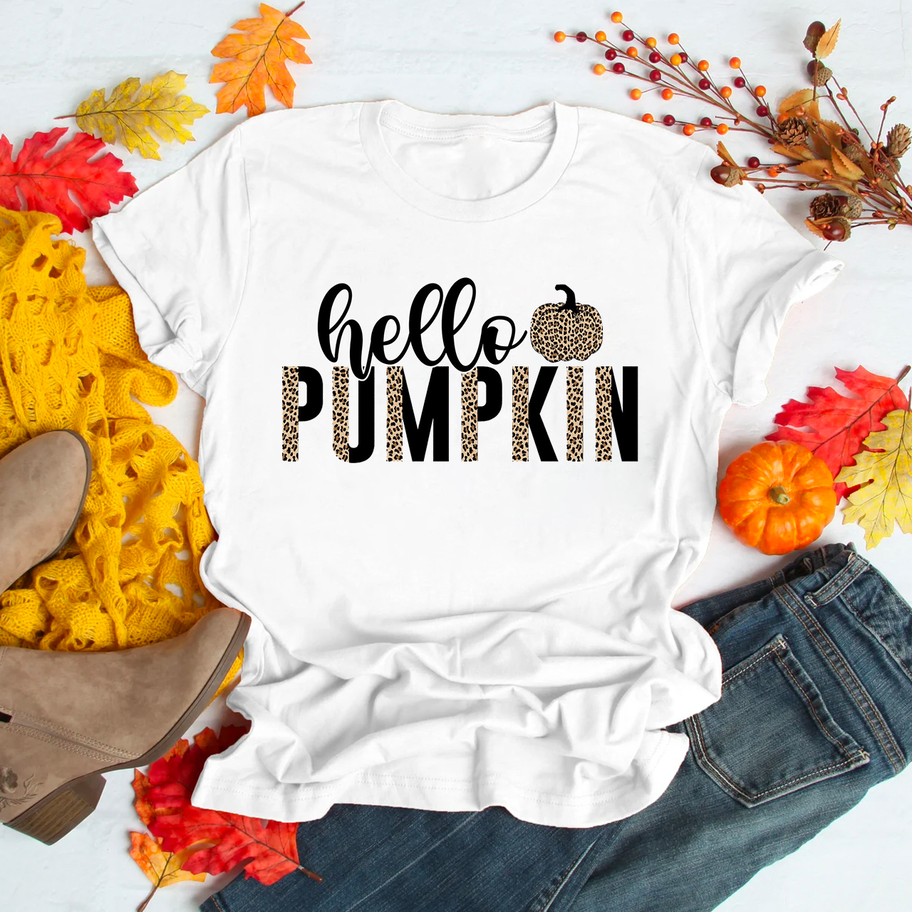 Hello Pumpkin Leopard Print Shirt For Her