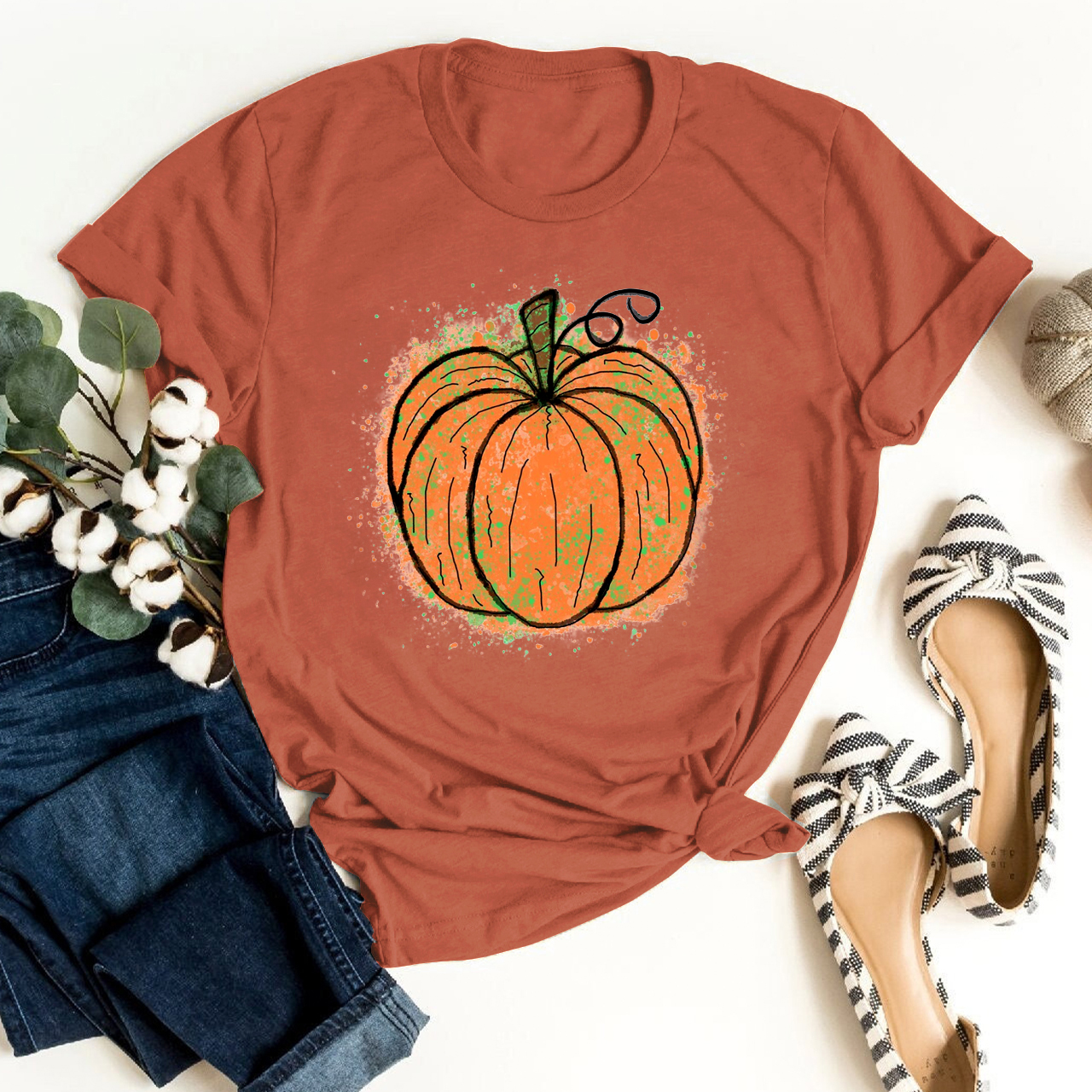 Super Fun Watercolor Pumpkin Tees For Her