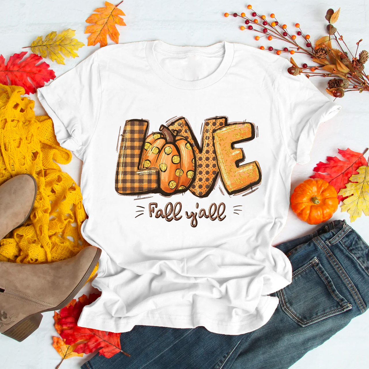 Love Fall Y'All Pattern Shirt For Her