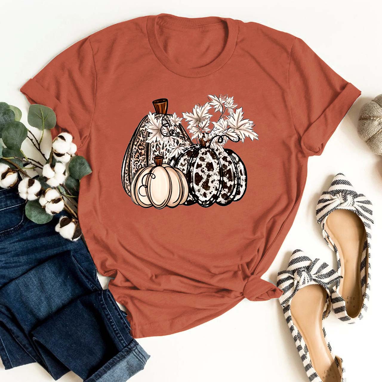 Print Pumpkin Shirt For Her