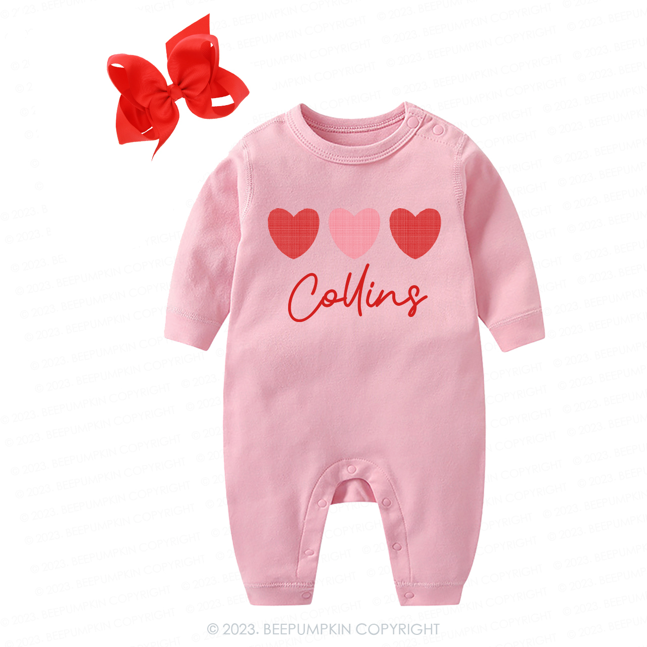 Personalized Plaid Heart Valentine's Day Baby Coming Home Outfit