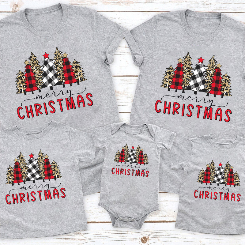 Leopard Print Christmas Tree Matching Shirt For Family