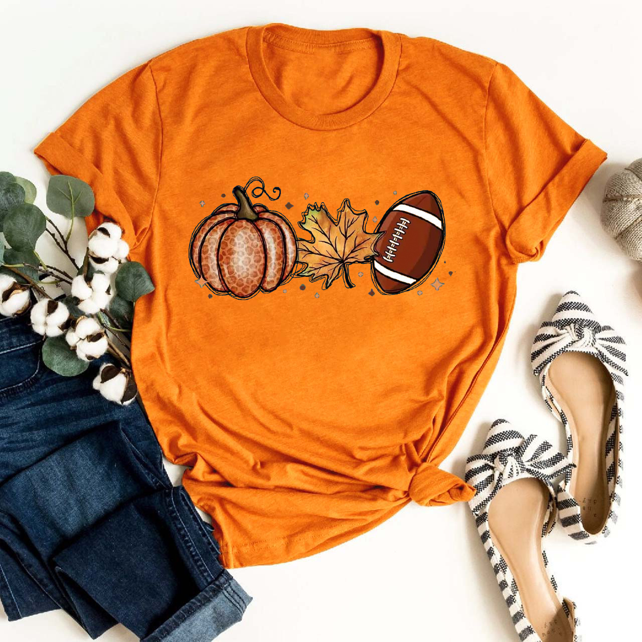 Fall Leaf And FootballShirt For Her