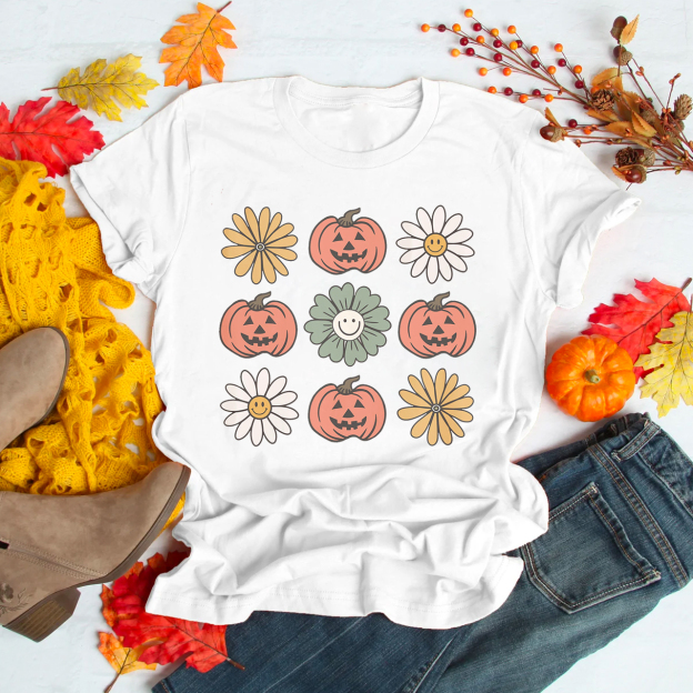 Vintage Floral Pumpkins Shirt For Her
