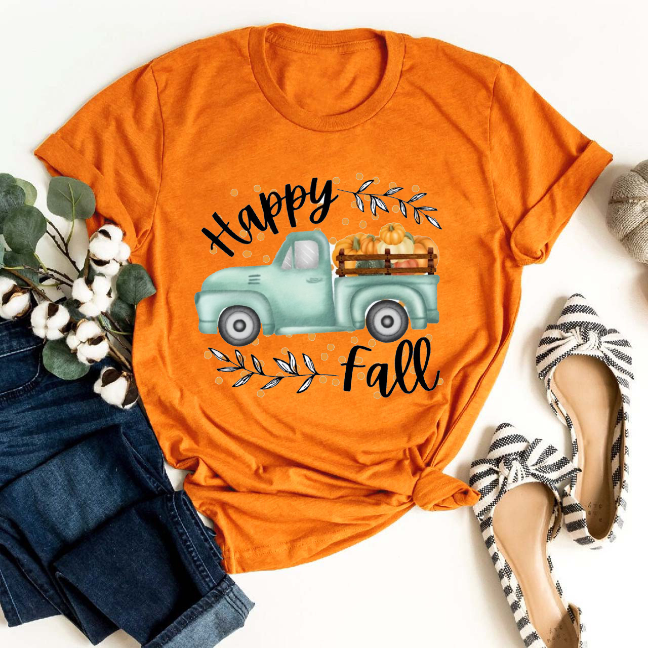 Happy Fall Truck Shirt For Her