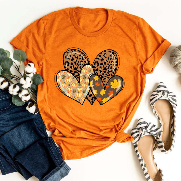 Fall Leopard Hearts Doodle Shirt For Her
