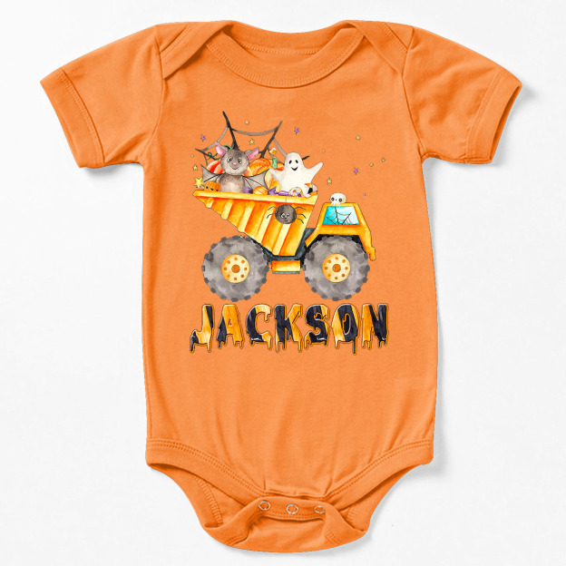Personalized Dump Truck Halloween Bodysuit For Baby