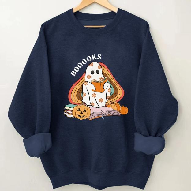 Retro Books Ghost Halloween Sweatshirts