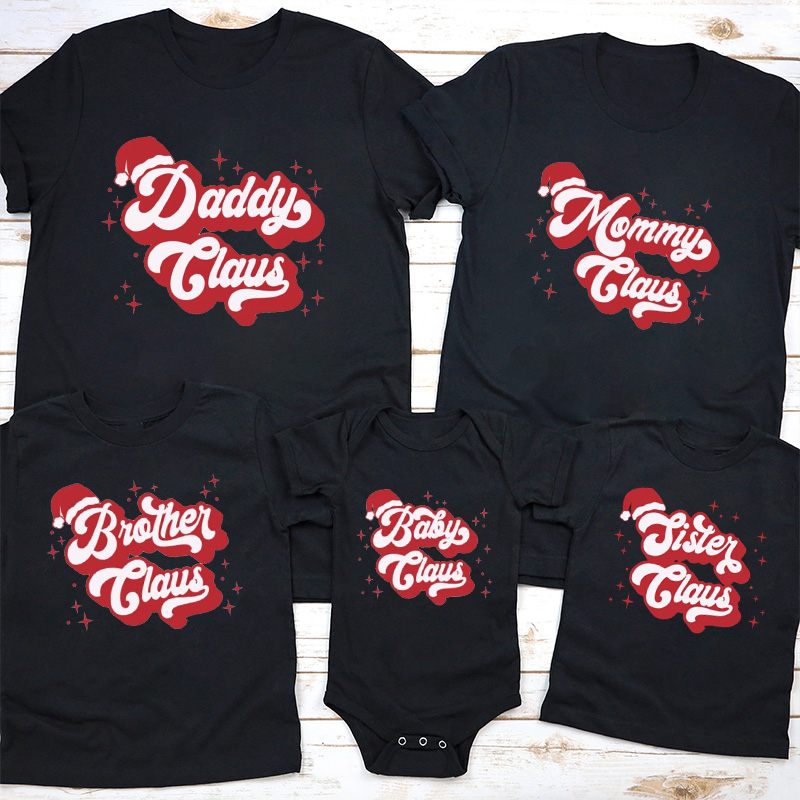 Personalized Retro Family Claus Christmas Group Shirts