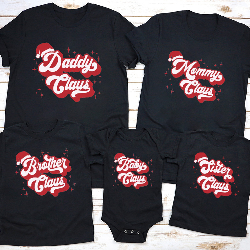 Personalized Retro Family Claus Christmas Group Shirts